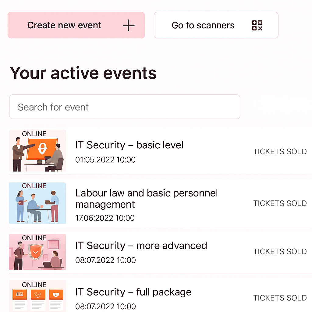 Your active events